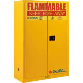 Flammable Cabinet, Manual Close Double Door, 45 Gallon, 43"Wx18"Dx65"H