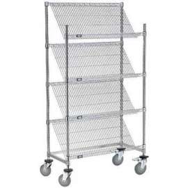 Nexel Slant Wire Shelving Suture Cart, 4 Shelves, 36"W x 18"L x 69"H