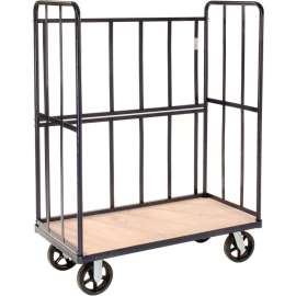 Global Industrial 3 Sided Steel Truck, 2 Shelves, 1200 lb. Capacity, 48"L x 24"W x 61"H
