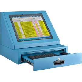 Global Industrial Countertop LCD Console Computer Cabinet, Blue