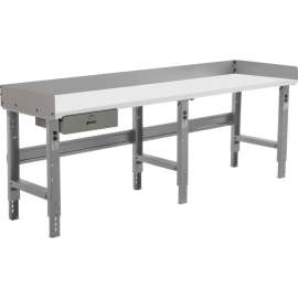 Global Industrial Workbench w/ Laminate Square Edge Top & Drawer, 96"W x 36"D, Gray