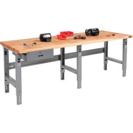 Global Industrial Workbench w/ Maple Square Edge Top & Drawer, 96"W x 36"D, Gray