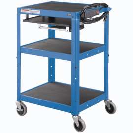 Global Industrial Steel Mobile Workstation Cart with Slide out keyboard and Mouse Shelf-Blue