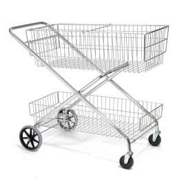 Wire Utility Basket Mail Cart, 200 Lb. Capacity