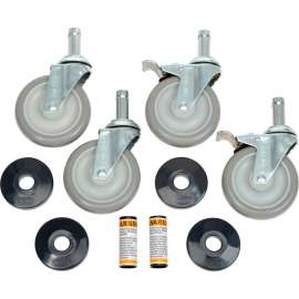 Nexel Stainless Steel Stem Casters CA5SBS Set (4) 5" Poly 2 With Brakes 1200 Lb.