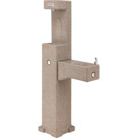 Global Industrial Outdoor Drinking Fountain with Bottle Filler, Rotocast Granite Finish