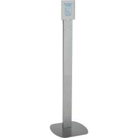 Global Industrial No Touch Floor Stand for Global Hand Soap/Sanitizer Dispensers - Silver