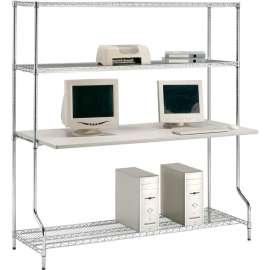Nexel 4-Shelf Wire Computer LAN Workstation, 60"W x 30"D x 74"H, Chrome