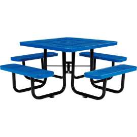 Global Industrial 46" Square Picnic Table, Perforated Metal, Blue