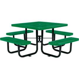 Global Industrial 46" Square Picnic Table, Perforated Metal, Green