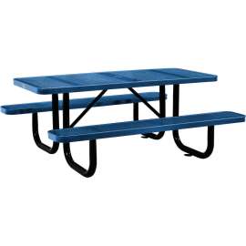 Global Industrial 6' Rectangular Picnic Table, Perforated Metal, Blue