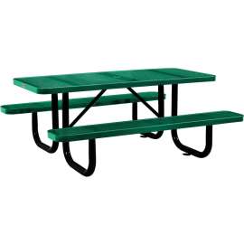 Global Industrial 6' Rectangular Picnic Table, Perforated Metal, Green
