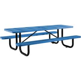 Global Industrial 8' Rectangular Picnic Table, Perforated Metal, Blue