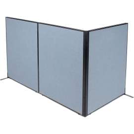 Interion Freestanding 3-Panel Corner Room Divider, 48-1/4"W x 60"H Panels, Blue