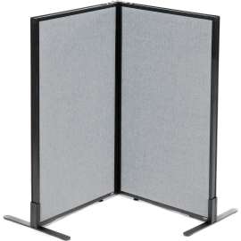 Interion Freestanding 2-Panel Corner Room Divider, 24-1/4"W x 42"H Panels, Gray