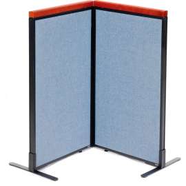 Interion Deluxe Freestanding 2-Panel Corner Room Divider, 24-1/4"W x 43-1/2"H Panels, Blue