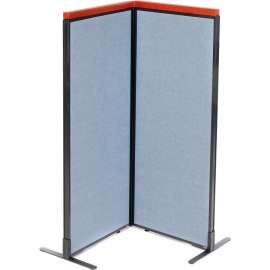 Interion Deluxe Freestanding 2-Panel Corner Room Divider, 24-1/4"W x 61-1/2"H Panels, Blue