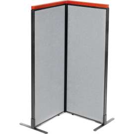 Interion Deluxe Freestanding 2-Panel Corner Room Divider, 24-1/4"W x 61-1/2"H Panels, Gray