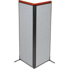 Interion Deluxe Freestanding 2-Panel Corner Room Divider, 24-1/4"W x 73-1/2"H Panels, Gray