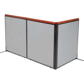 Interion Deluxe Freestanding 3-Panel Corner Room Divider, 36-1/4"W x 43-1/2"H Panels, Gray