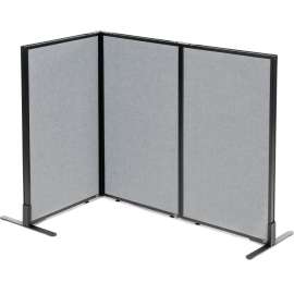 Interion Freestanding 3-Panel Corner Room Divider, 24-1/4"W x 42"H Panels, Gray