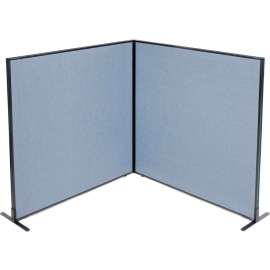 Interion Freestanding 2-Panel Corner Room Divider, 60-1/4"W x 60"H Panels, Blue