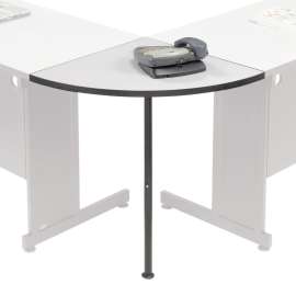Interion Rounded Corner Tabletop with Support Post, 24" Radius, Gray