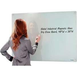 Global Industrial Magnetic Glass Whiteboard, 48"W x 36"H