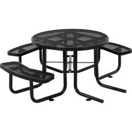 Global Industrial 46" Round Picnic Table, Wheelchair Accessible, Black