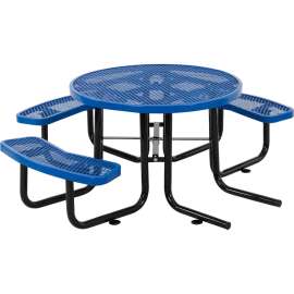 Global Industrial 46" Round Picnic Table, Wheelchair Accessible, Blue