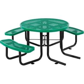 Global Industrial 46" Round Picnic Table, Wheelchair Accessible, Green