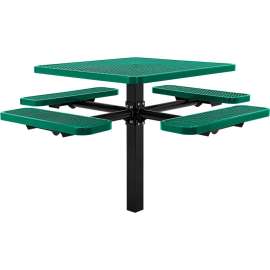 Global Industrial 46" Square Picnic Table, In Ground Mount, Expanded Metal, Green