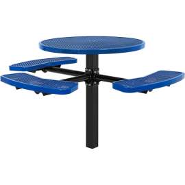 Global Industrial 46" Round Picnic Table, In Ground Mount, ADA Compliant, Blue