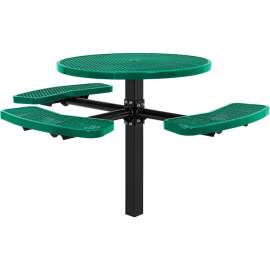 Global Industrial 46" Round Picnic Table, In Ground Mount, ADA Compliant, Green