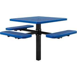 Global Industrial 46" Square Picnic Table, In Ground Mount, ADA Compliant, Blue