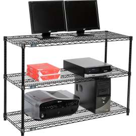 Nexel 3-Shelf Wire Computer LAN Workstation, 48"W x 18"D x 34"H, Black