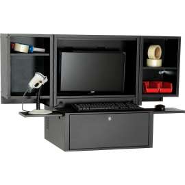 Global Industrial Countertop Fold-Out Computer Cabinet, Black