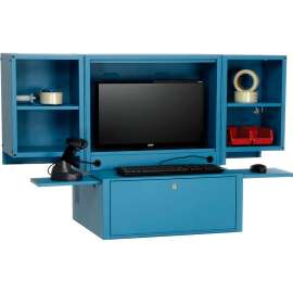 Global Industrial Countertop Fold-Out Computer Cabinet, Blue