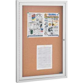 Global Industrial Enclosed Cork Bulletin Board - 24"W x 36"H - 1 Door