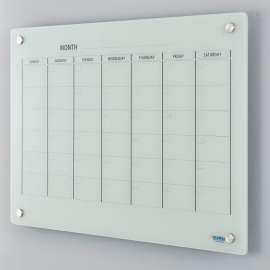 Global Industrial Glass Calendar Dry Erase Board, 36"W x 24"H