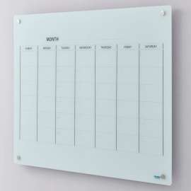 Global Industrial Glass Calendar Dry Erase Board, 48"W x 36"H