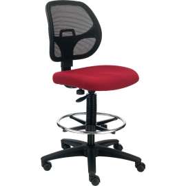 Interion Armless Mesh Drafting Stool - Fabric - Red