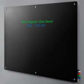 Global Industrial Magnetic Glass Dry Erase Board - 72 x 48" - Black