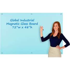 Global Industrial Magnetic Glass Dry Erase Board - 72 x 48 - Seafoam