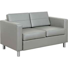 Interion Antimicrobial Upholstered Leather Loveseat, Gray