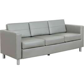 Interion Antimicrobial Upholstered Leather Sofa, Gray
