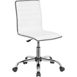Interion Antimicrobial Armless Synthetic Leather Chair, White