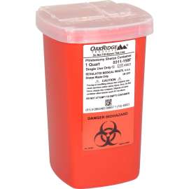 Oakridge Products 1 Quart Sharps Container w/ Flip Lid, Red