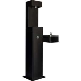 Global Industrial Outdoor Bottle Filling Station w/ Drinking Fountain, Black