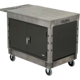 Global Industrial Utility Cart w/2 Shelves & 5" Casters, 44"L x 25-1/2"W x 32-1/2"H, Gray